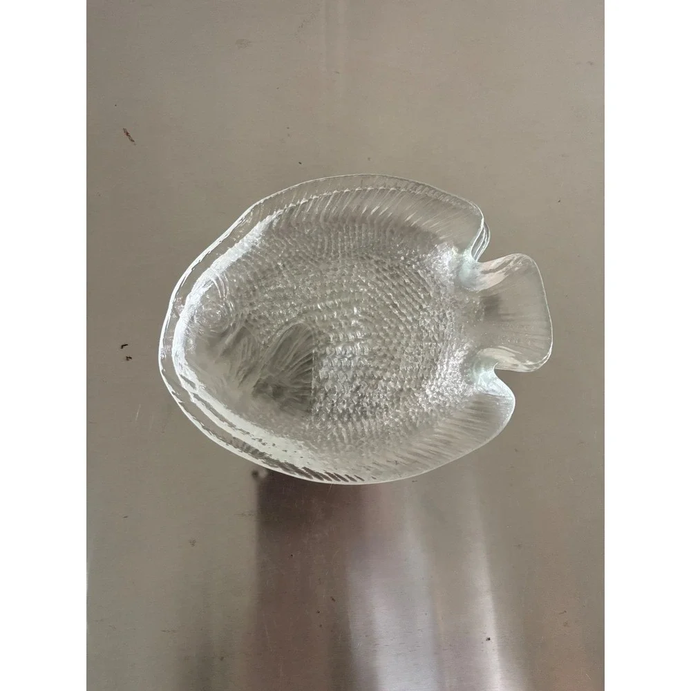 Arcoroc France Clear Glass Fish Plates Set of 8 Coastal Nautical Dinnerware